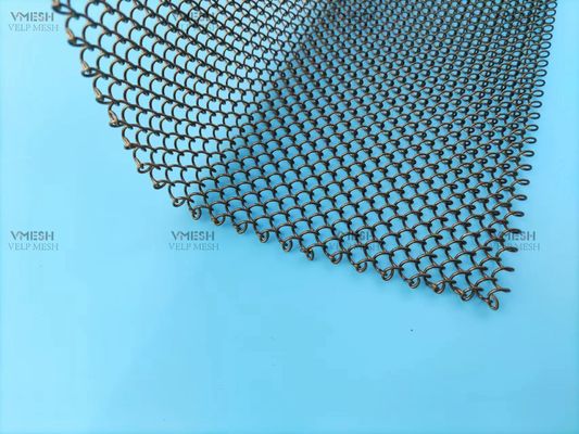 अनुकूलित आकार 6*6 मिमी चेन लिंक धातु पर्दा जोड़े में डिजाइन फायरप्लेस स्क्रीन मेष