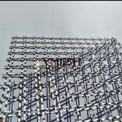 वास्तुशिल्प स्टेनलेस स्टील क्रिम्प्ड जाल सजावटी बुना तार धातु जाल पैनल