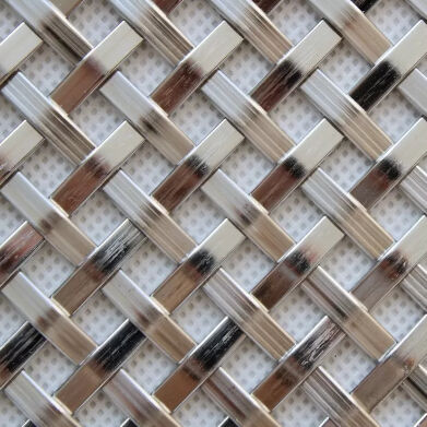 Gold Painted Architectural Metal Mesh Decorative Woven Wire Pattern Strip Mesh Panels 