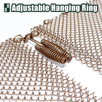 अनुकूलित आकार 6*6 मिमी चेन लिंक धातु पर्दा जोड़े में डिजाइन फायरप्लेस स्क्रीन मेष